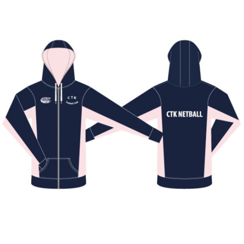 CTK Netball zip hoodie JS 9/10 navy/pink/white