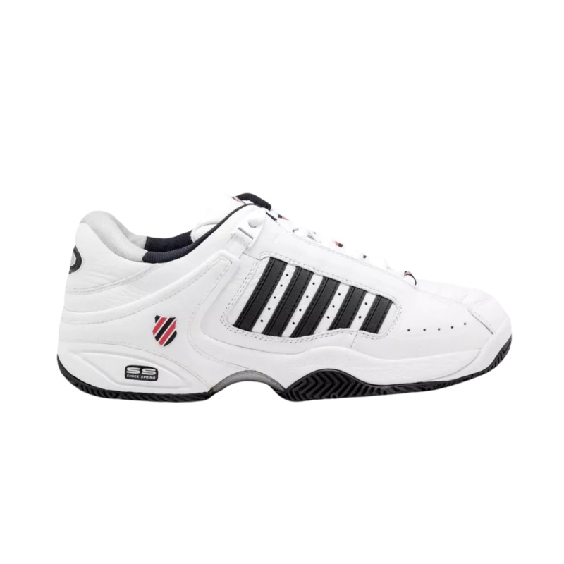K-Swiss Defier RS M Tennis Shoes 01033164M UK 6 WHITE/DRESS BLUE/FIERY RED