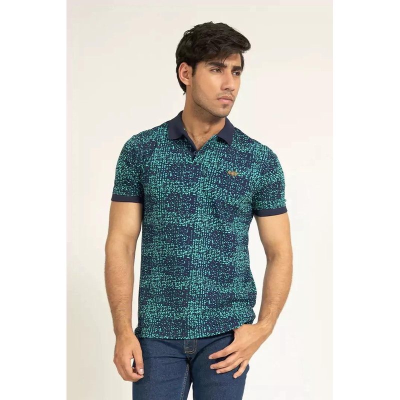 Navy Printed Polo | Cougar S