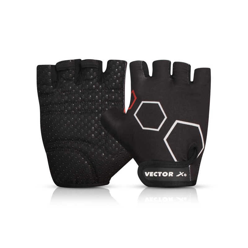 Vector X VX-300 Hexa Gym Fitness Fingerless Gloves | Kibi Sports Black S