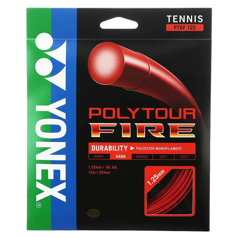 Yonex Polytour Fire 16L 1.25mm Tennis String 12m Set RED