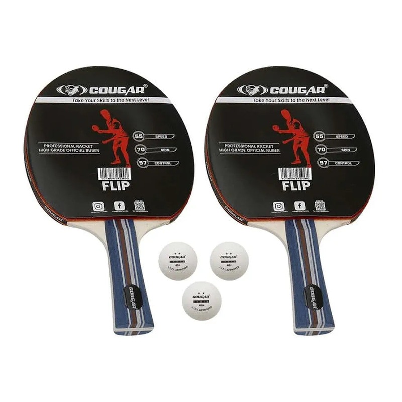 COUGAR Table Tennis Racquet Pair-FLIP |3 Ball | Kibi Sports FLIP