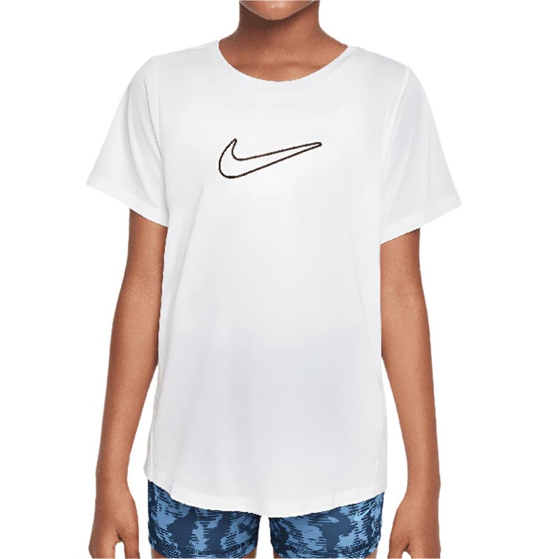 Girls’ One Dri-Fit Short Sleeve Tennis Top White and Black