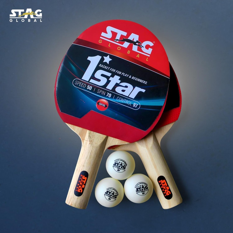 STAG GLOBAL(2024 Model) 1 Star Table Tennis Playset 2 Rackets & 3 Balls | Kibi SPorts