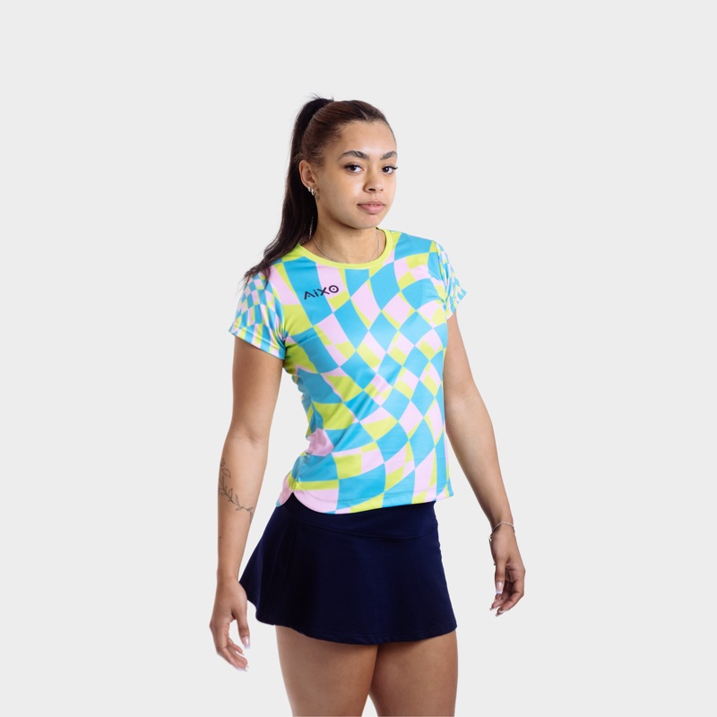 Aixo Checker Womens T Shirt Lime Check Lime Check XS