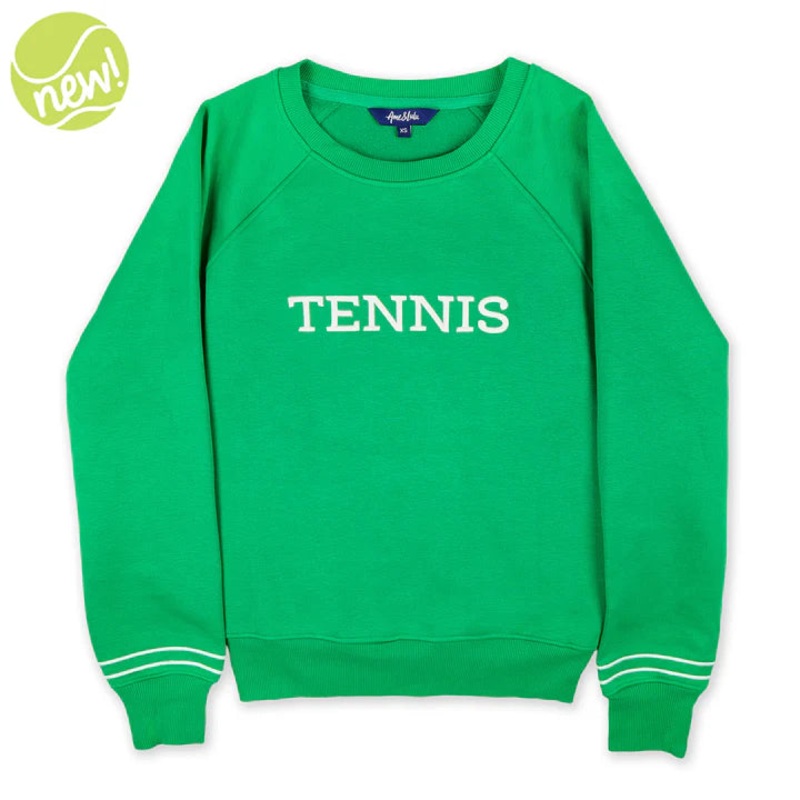 Ame & Lulu Play All Tennis Sweater Green/White Small