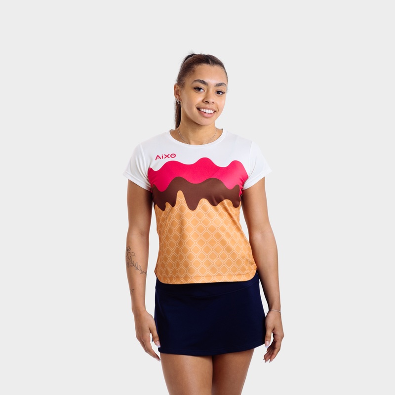 Aixo Sundae Womens T Shirt Vanilla Raspberry Chocolate Ivory XS
