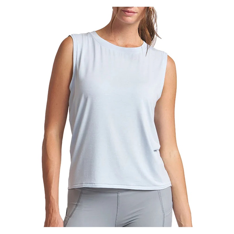 Women`s Contrast Stitch Muscle Tennis Tank Bay Blue