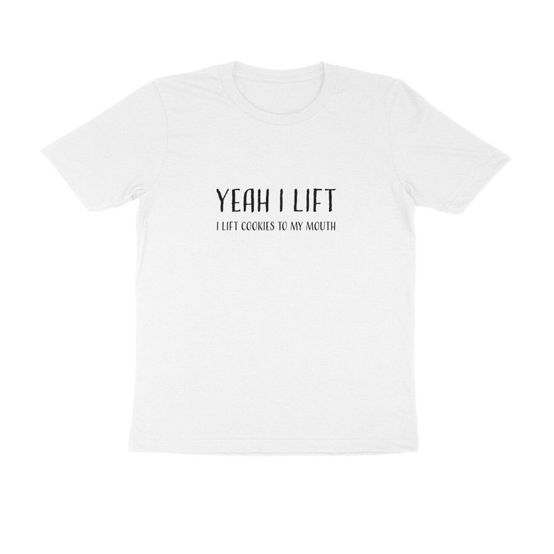 Yeah I Lift  | KIBI SPORTS MERCHANDISE | HALF SLEEVE T-SHIRT – ROUND NECK White S