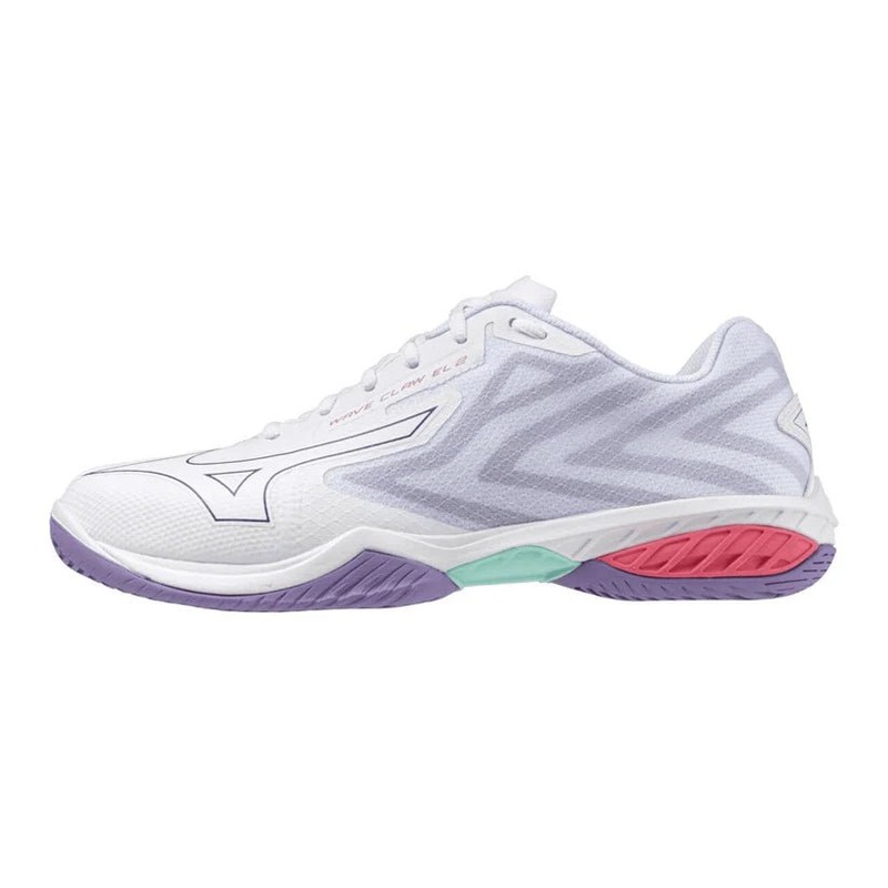 (CLEARANCE) MIZUNO WAVE CLAW EL 2 Badminton Shoes White/Violet Indigo/Camellia Rose UNISEX US(M) 6.5/ US(W) 8/ UK 5.5/ EU 38.5/ 24.5 CM