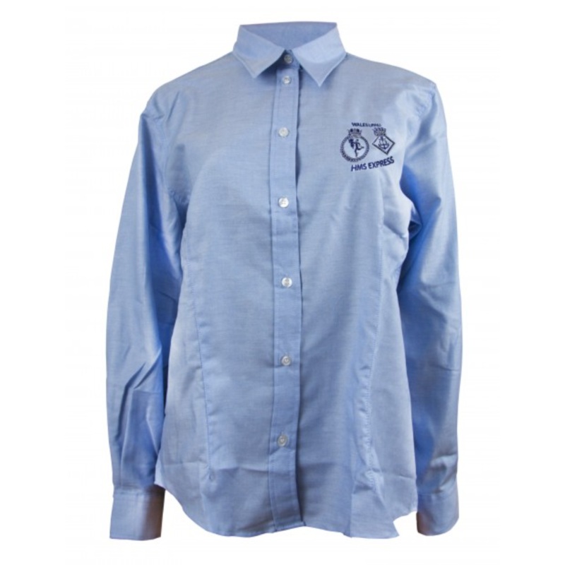 URNU Wales Long Sleeve Womens Light Blue Oxford Shirt 8 Ligh Blue