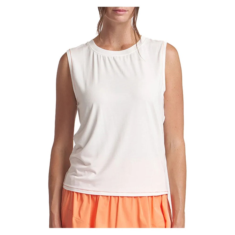 Women`s Contrast Stitch Muscle Tennis Tank White