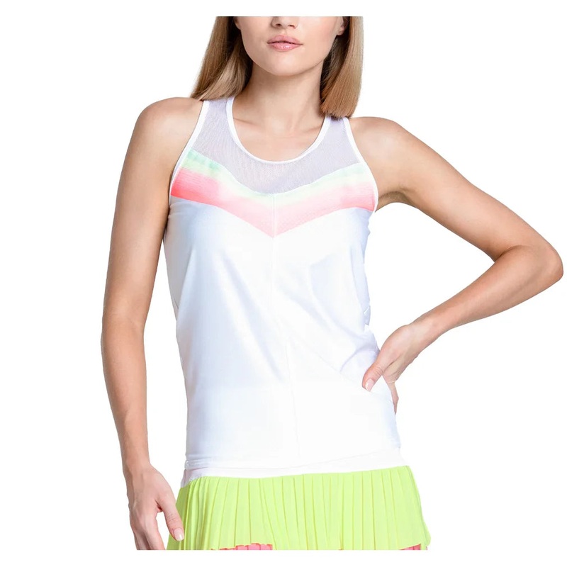 Women`s Sunset Spin Tie Back Tennis Tank White