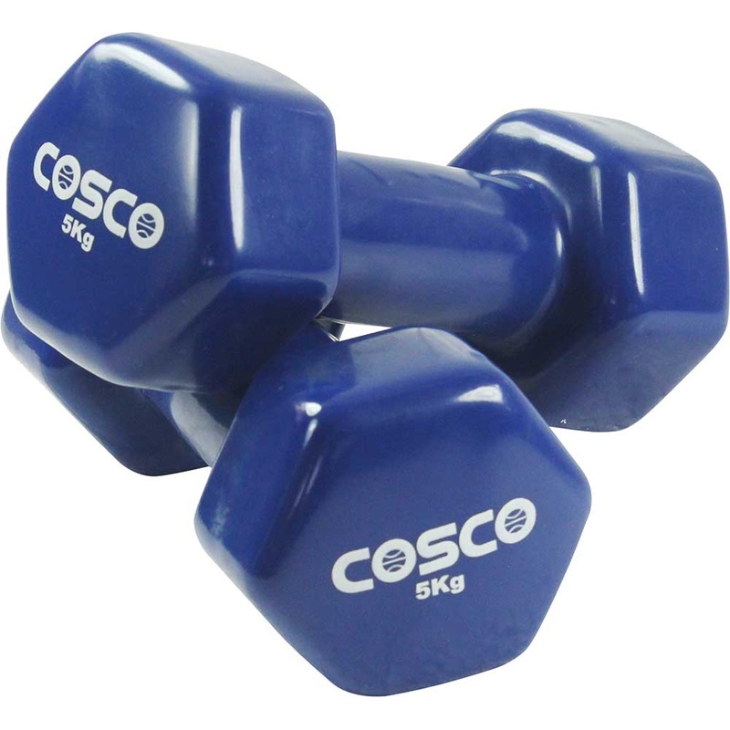 Cosco Hexagonal Vinyl Dumbbells | 5kg | KIBI Sports