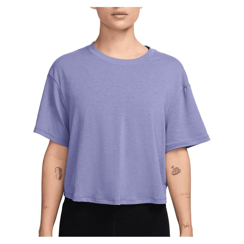 Women`s One Relaxed Dri-FIT Cropped Short Sleeve Top Lilac Ice and Clear