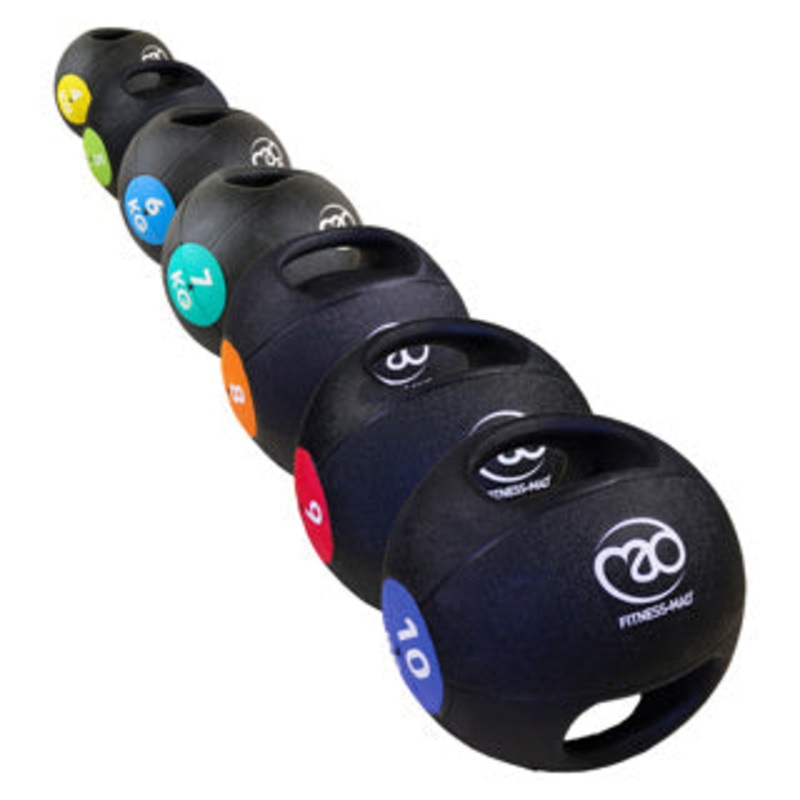 Fitness Mad Double Grip Medicine Ball – 6kg Black/Light Blue 27.5 cm (6kg)