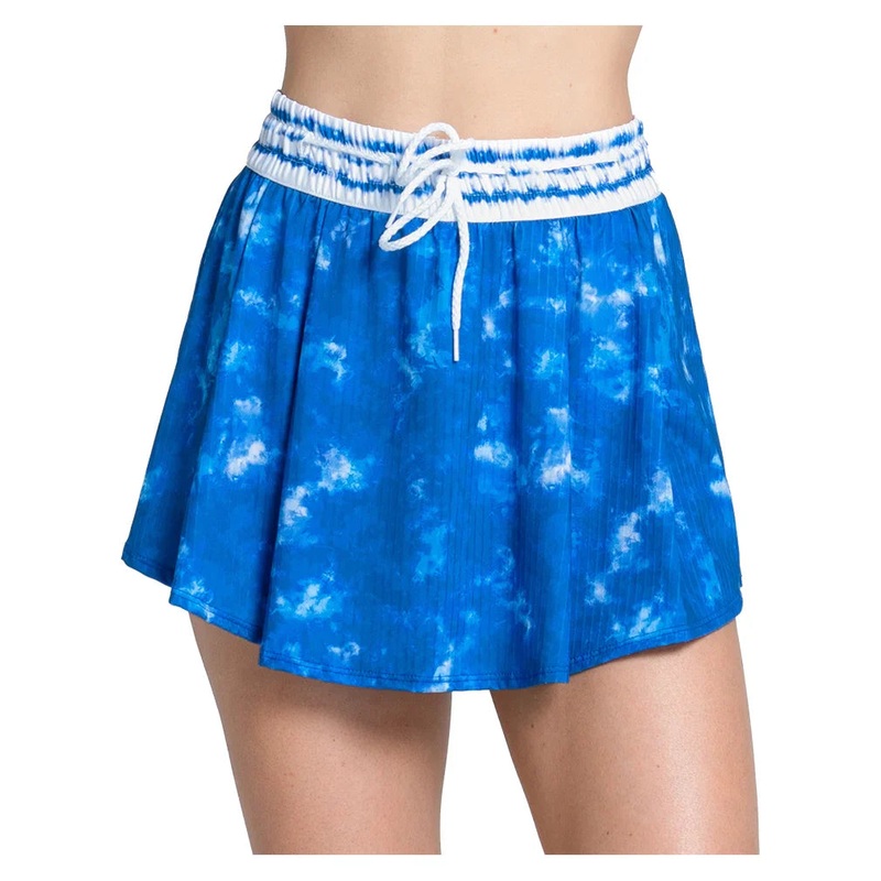 Women`s High Waist Shibori Stripe 13.5 Inch Tennis Skort Royal