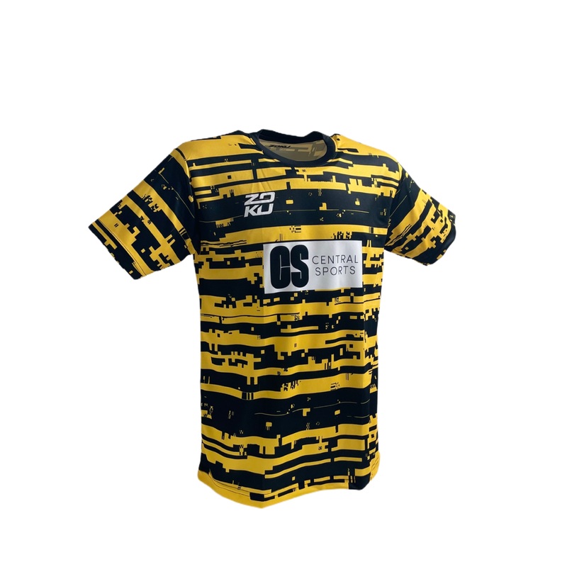 Zoku x ClubRackets – ClubSports Club Sport Glitch Crew Neck T-Shirt Unisex Black/Yellow XS