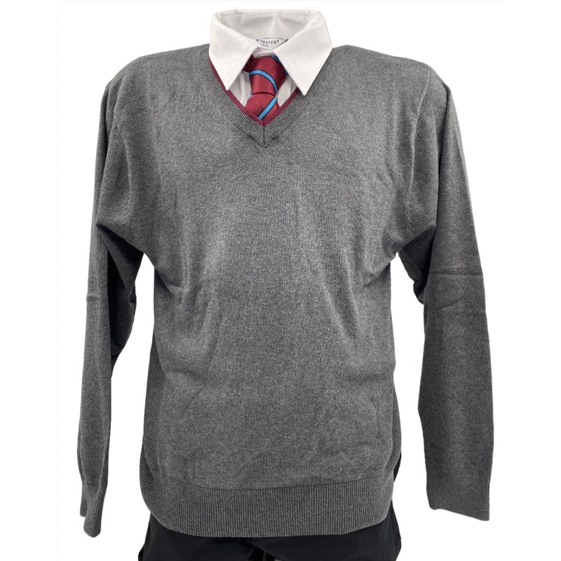 Radyr Comprehensive School Sixth Form Regular Fit Jumper 7/8 GREY/MAROON