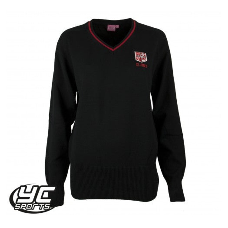 St Cyres High School Fitted Jumper 7/8 BLACK/RED