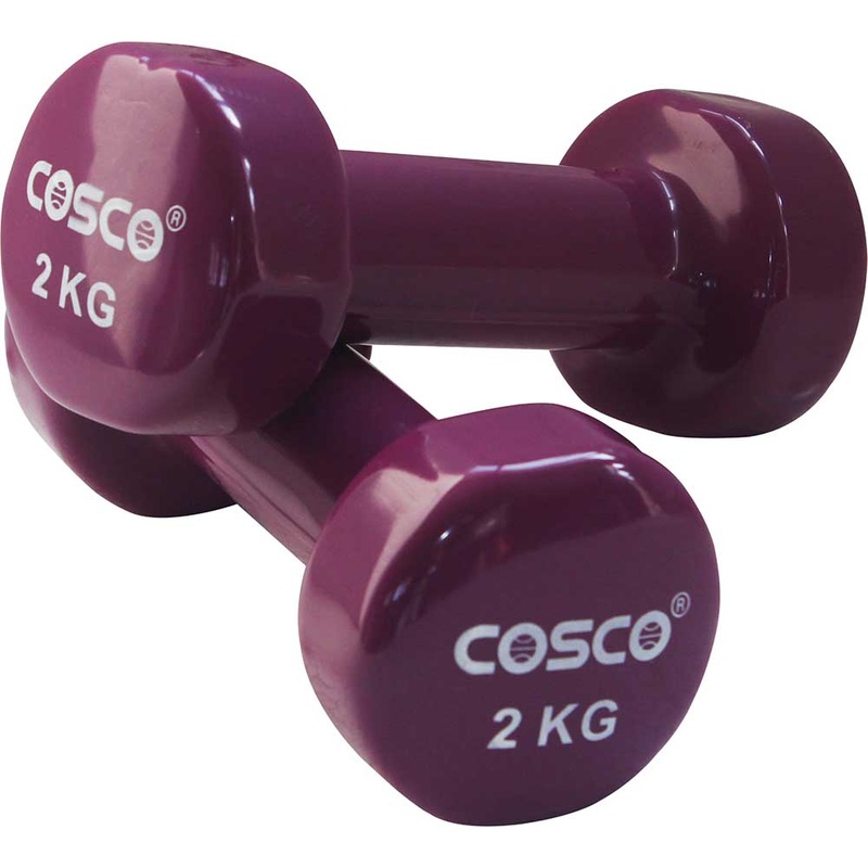 Cosco Hexagonal Vinyl Dumbbell, 2Kg | KIBI Sports