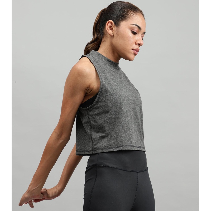 Women’S Crop Muscle Tank Top Grey Melange Wod Armour | Kibi Sports XS