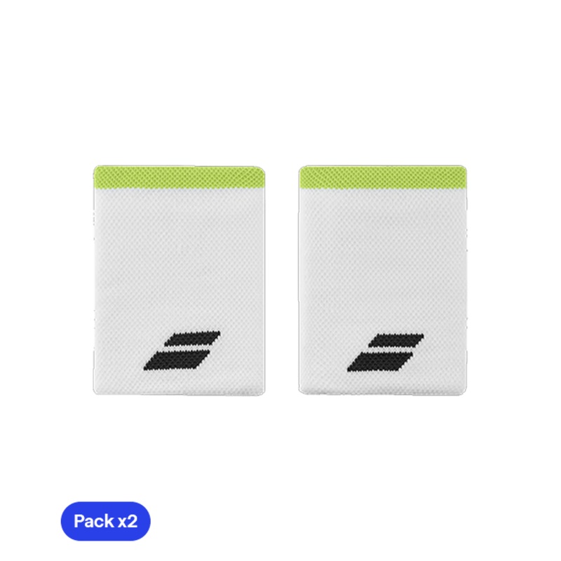 Babolat Cortas Jumbo White/Green (Pack x 2) Wristband
