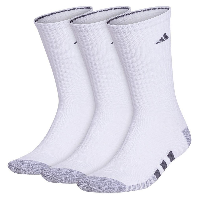Men`s Cushioned 3.0 3 Pack Crew Tennis Socks White and Onix Grey