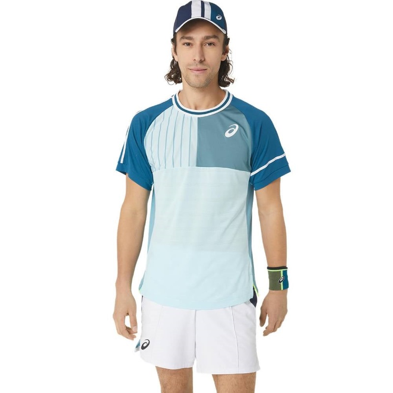 Asics Men’s Match Short Sleeve Tee Top (Blue)