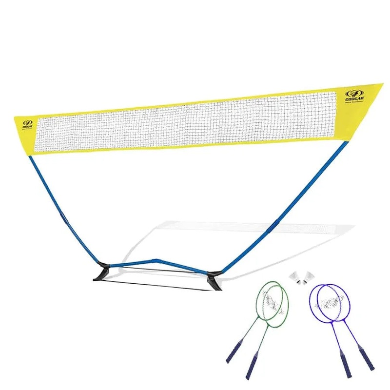 COUGAR Smart Badminton Net Set with 2 White Shuttlecocks & 4 Racket | Kibi Sports