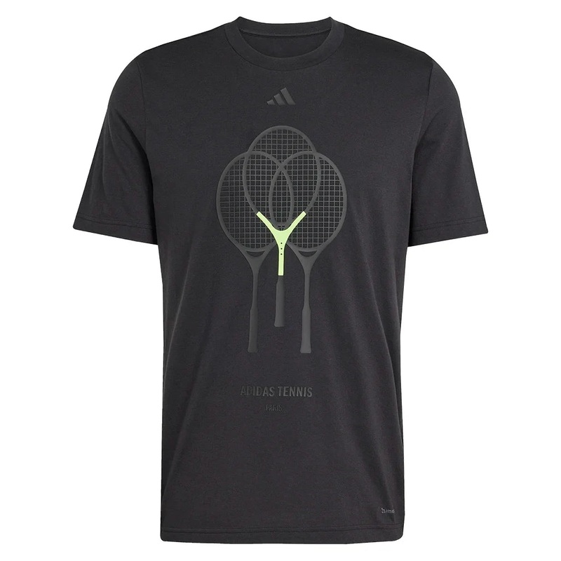 Men`s Racquet Graphic Tennis Tee Black