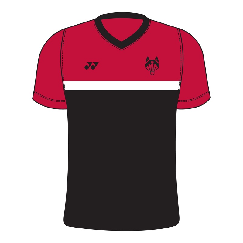 Wolfenden Badminton Academy T006 Power V T-Shirt Mens RED/BLACK XS