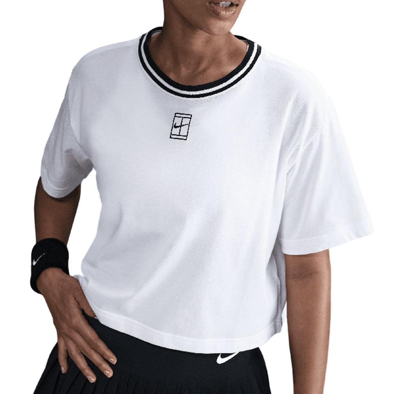 Women`s Dri-Fit Short Sleeve Cropped Tennis Top White