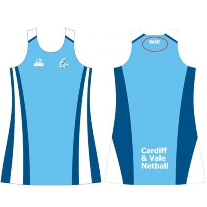 Cardiff & Vale Netball Netball Dress GM Sky/Navy/White