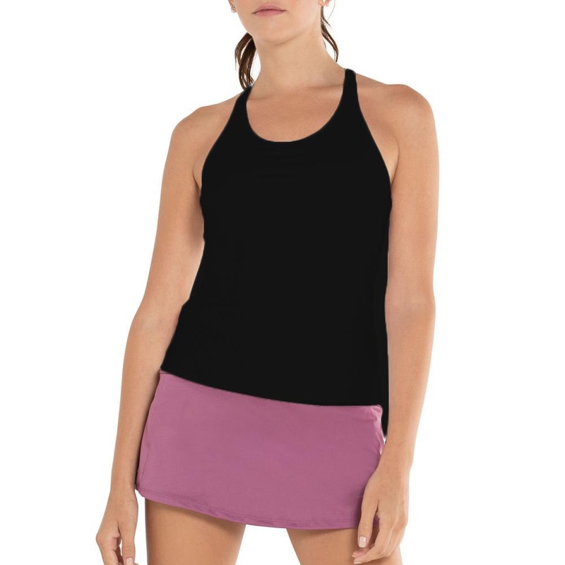 Women’s Rib Tennis Tank with Bra Black