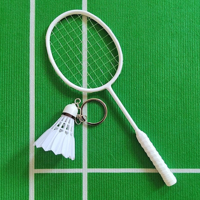 Mini Badminton Racket Keychain CKEY006 White