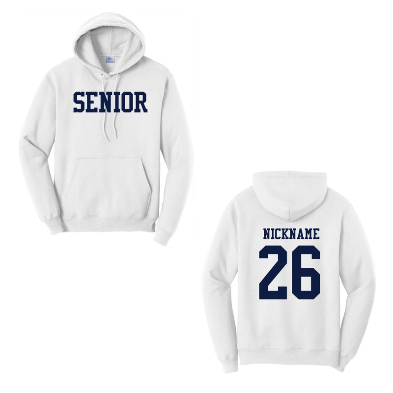Staples Class of 2026 Senior Hoody White Sweatshirt with Navy Text Adult S