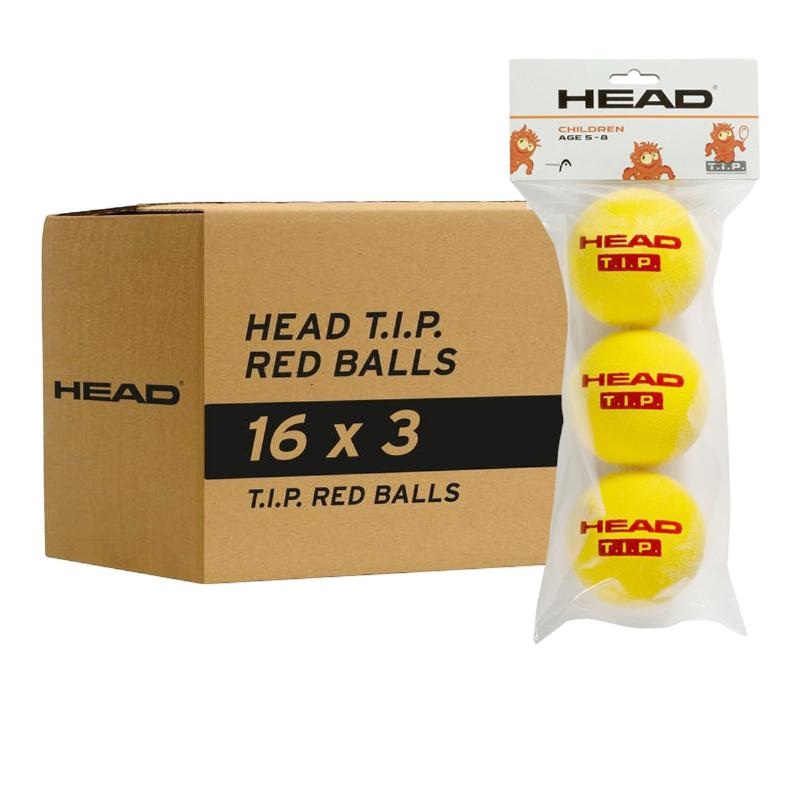 Cajon 48 Pelotas – 16 Packs de 3 uds – Head T.I.P. Rojo