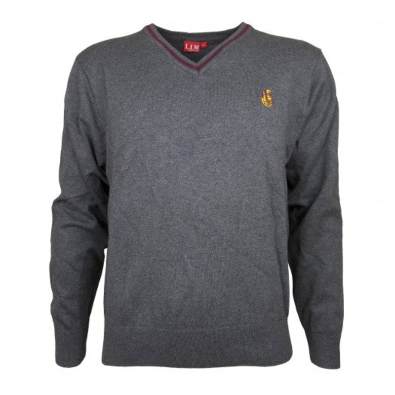 Plasmawr Sixth Form Regular Fit Jumper 9/10 GREY/MAROON