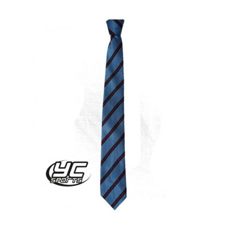 Radyr Comprehensive School Tie Sky/Maroon 45 Sky/Maroon