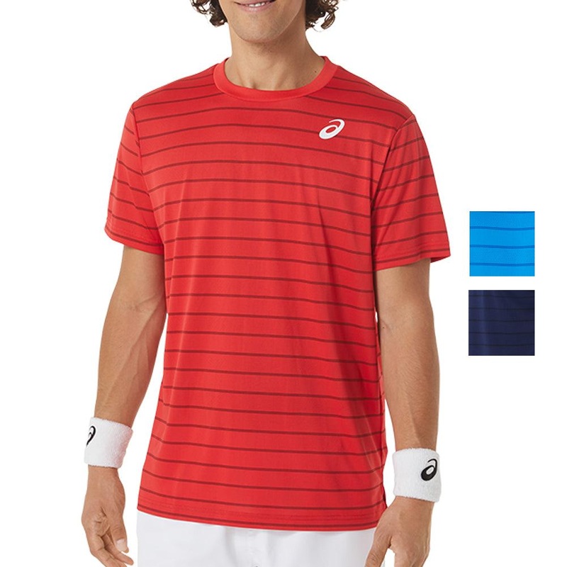 Men`s Court Stripe Short Sleeve Tennis Top