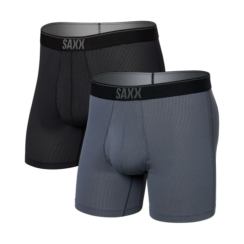 Saxx Mens Quest Quick Dry Mesh Boxer Brief 2 Pack Turbulence/Black Small