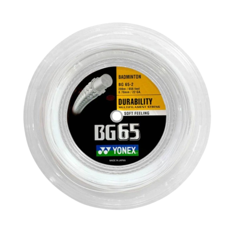 Yonex BG65 Badminton String (200m Reel) White White 200m Reel