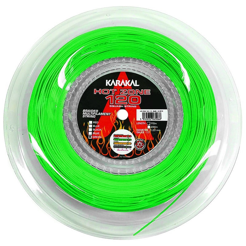 Karakal Hot Zone Braided 120 Squash String – Green GREEN 220M