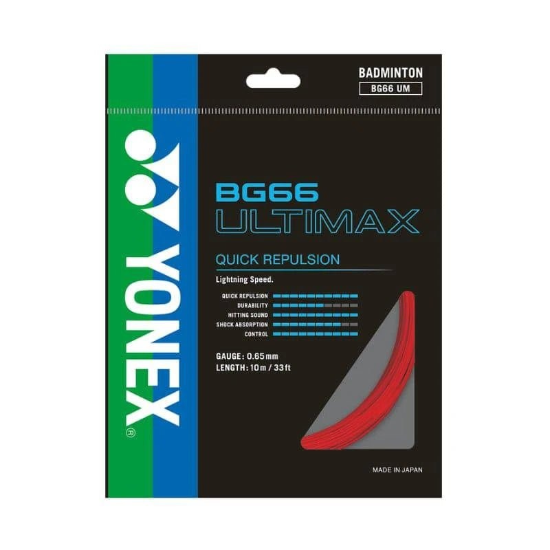 YONEX BG66 ULTIMAX Badminton String Set (10m) Red