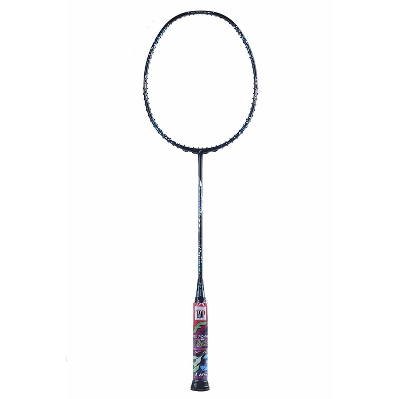 Flex Power Air Speed 11 (Mega Tension – 33LBS) Full Graphite Badminton Racquet with Full Racket Cover Black/Blue