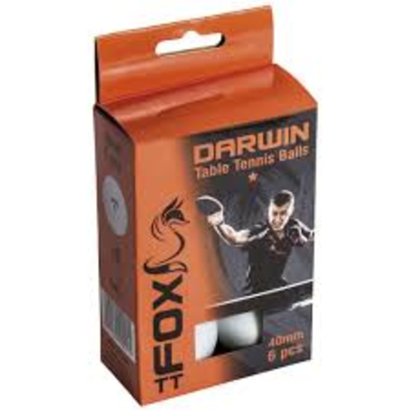 Fox TT Darwin 1 Star Table Tennis Balls (6pc) WHITE White OS
