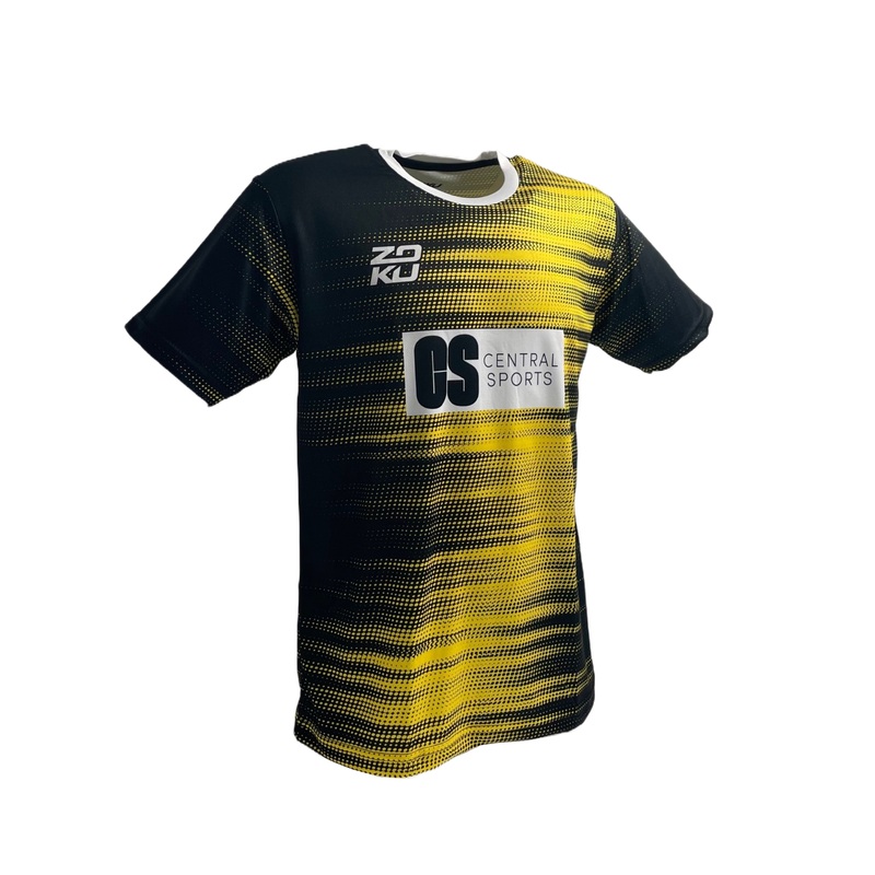Zoku x ClubRackets – ClubSports Club Sport Speed Fade Crew Neck T-Shirt Unisex Black/Yellow XS