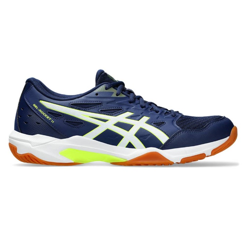 Asics Gel Rocket 11 Men’s Indoor Court Shoe (Blue Expanse/Safety Yellow)