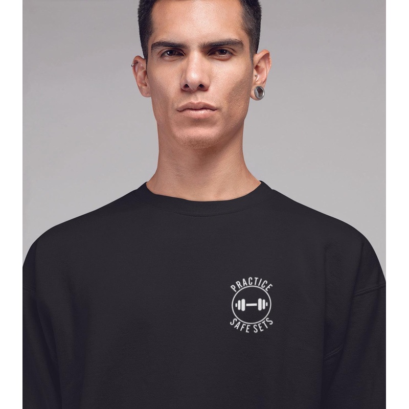 Men’s crew neck Practice safe set SweatshirtWod Armour | Kibi Sports XS Black